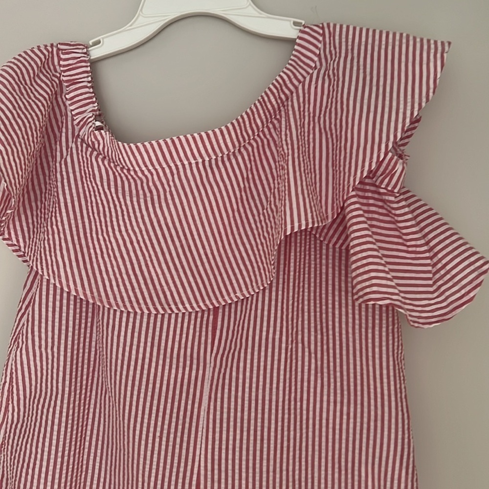 Tenax Ruffle Detail Off Shoulder Striped Top - Picture 6 of 7